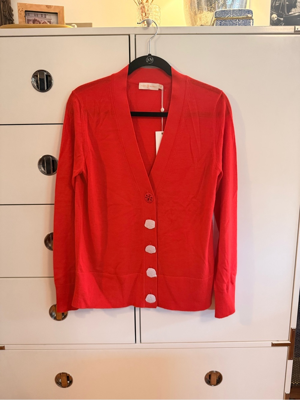 Tory Burch Red Simone Cardigan